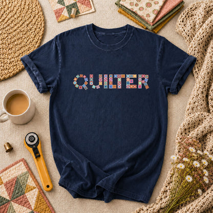 Quilter Cross Stitch T-Shirt - Navy