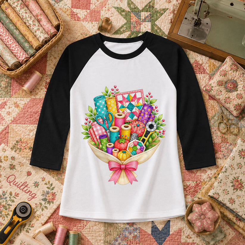 Quilters Bouquet Sewing Supplies Fabric Raglan Sleeve - Black