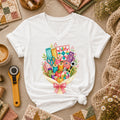 Quilters Bouquet Sewing Supplies Fabric Women's V-Neck
