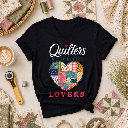 Quilters Make Better Lovers Women's V-Neck - Black