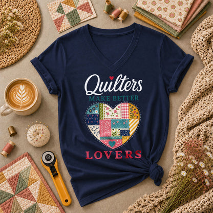 Quilters Make Better Lovers Women's V-Neck - Navy