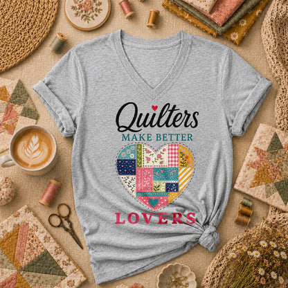 Quilters Make Better Lovers Women's V-Neck - Sport Grey