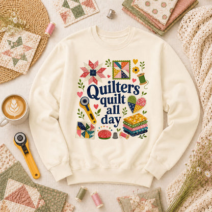 Quilters Quilt All Day Long Sleeve - Natural