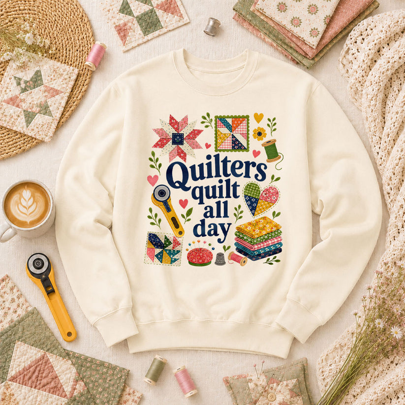 Quilters Quilt All Day Long Sleeve - Natural