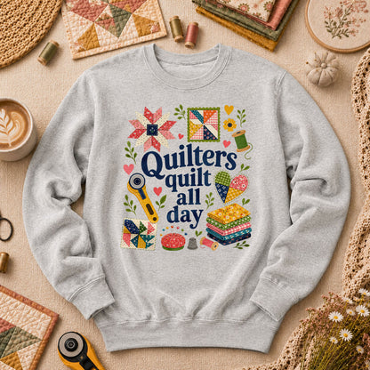 Quilters Quilt All Day Long Sleeve - Sport Grey