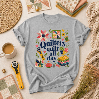 Quilters Quilt All Day T-Shirt - Athletic Heather