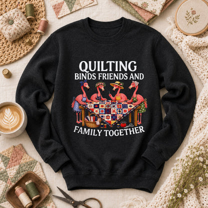 Quilting Binds Friends And Family Together Long Sleeve - Black