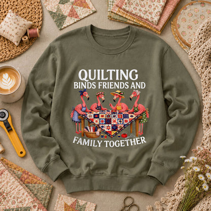 Quilting Binds Friends And Family Together Long Sleeve - Military Green
