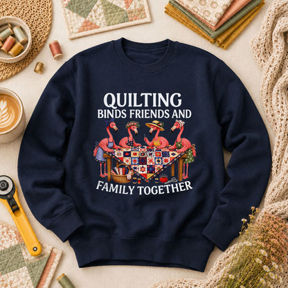 Quilting Binds Friends And Family Together Long Sleeve - Navy