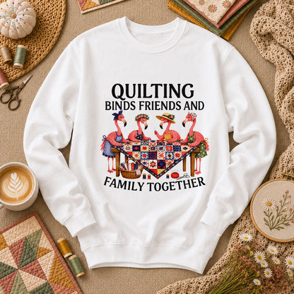 Quilting Binds Friends And Family Together Long Sleeve - White