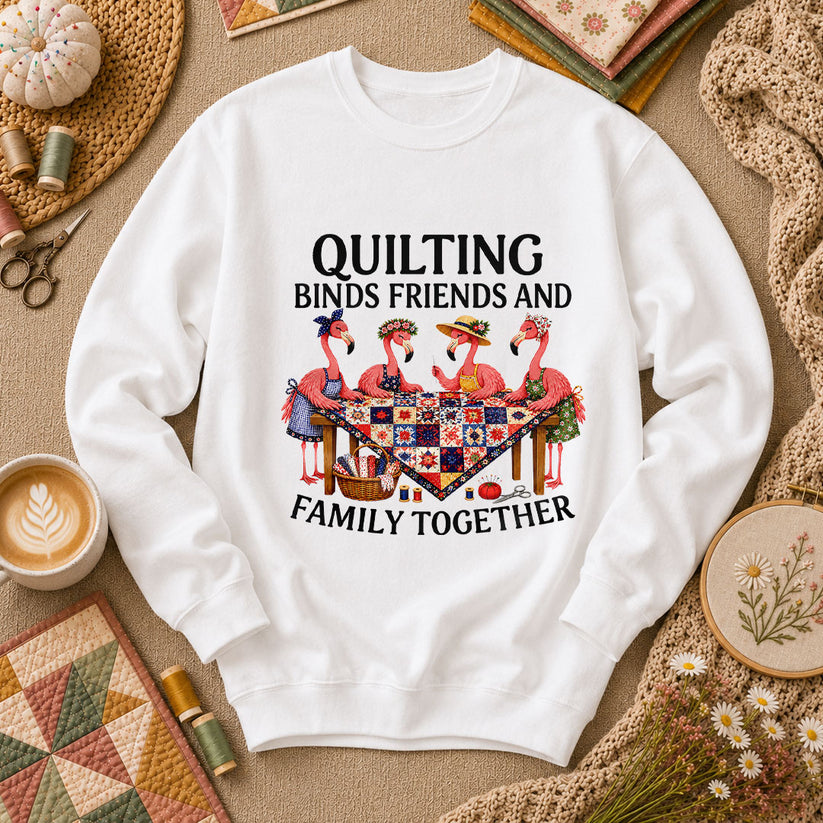 Quilting Binds Friends And Family Together Long Sleeve - White