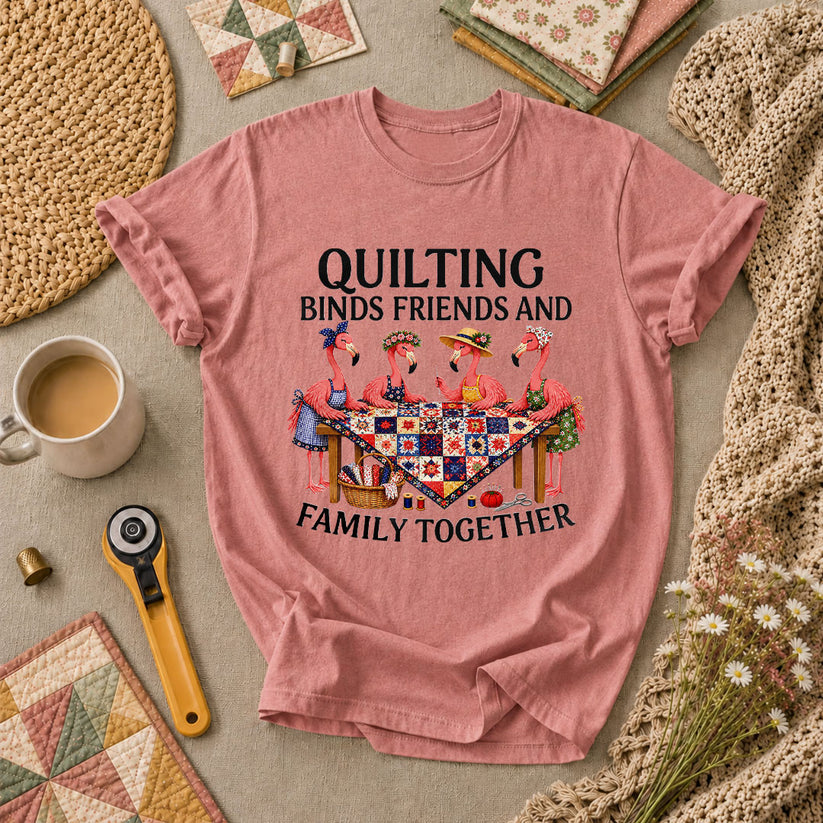 Quilting Binds Friends And Family Together T-Shirt - Heather Mauve