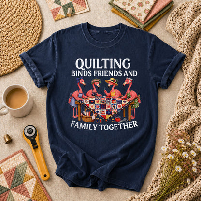 Quilting Binds Friends And Family Together T-Shirt - Navy