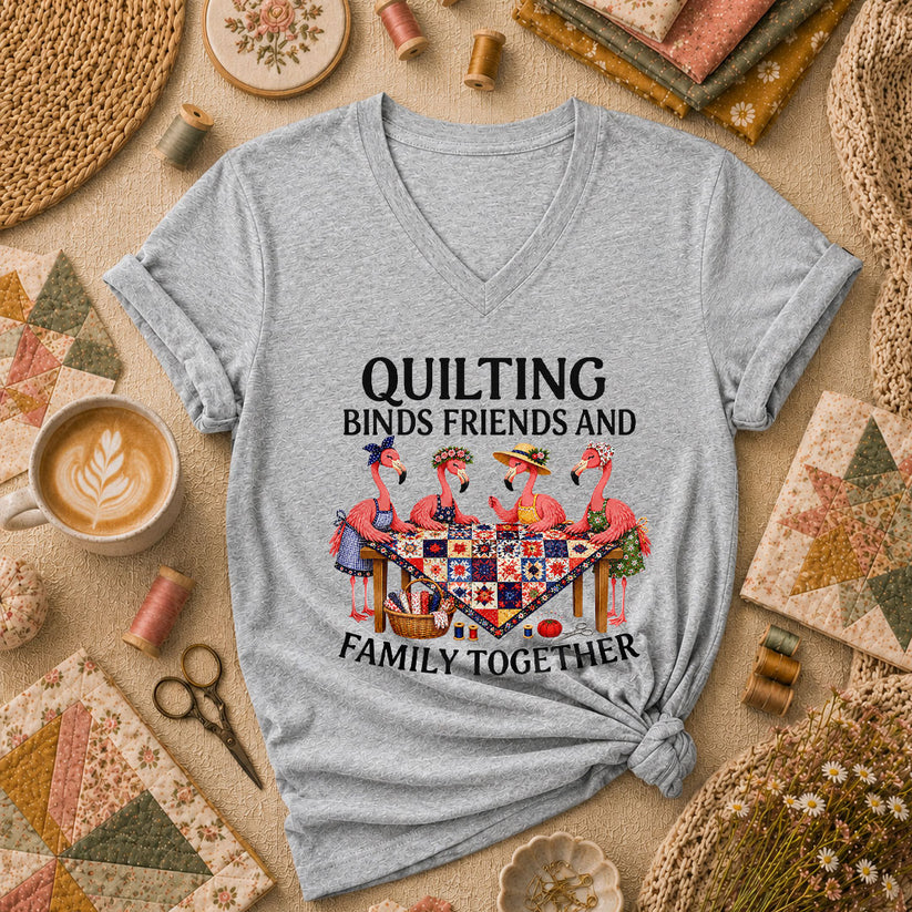 Quilting Binds Friends And Family Together Women's V-Neck - Sport Grey