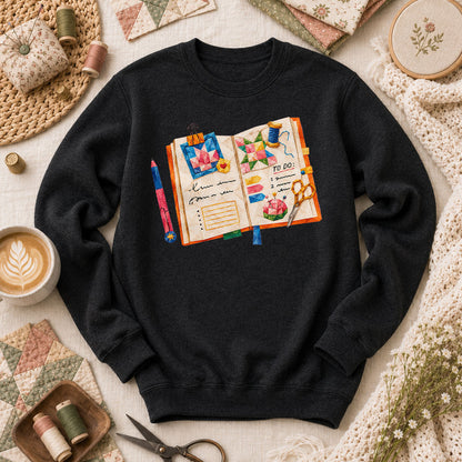 Quilting Book To Do List Long Sleeve - Black