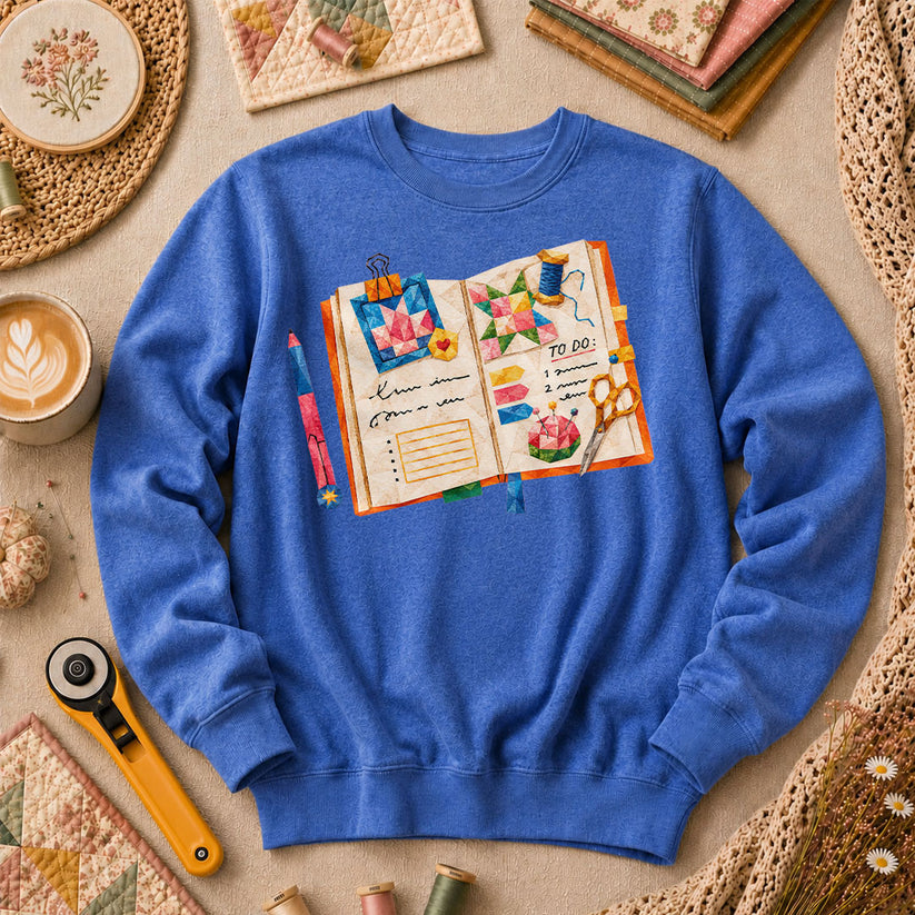 Quilting Book To Do List Long Sleeve - Heather True Royal