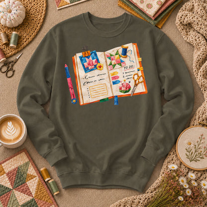 Quilting Book To Do List Long Sleeve - Military Green