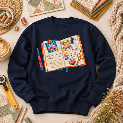 Quilting Book To Do List Long Sleeve - Navy