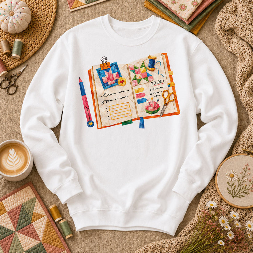 Quilting Book To Do List Long Sleeve - White