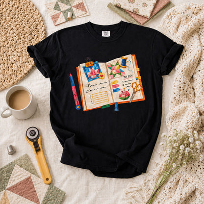 Quilting Book To Do List T-Shirt - Black