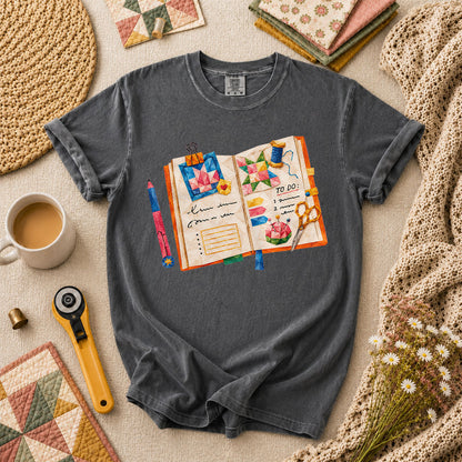 Quilting Book To Do List T-Shirt - Grey