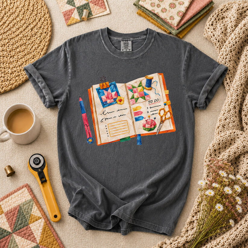 Quilting Book To Do List T-Shirt - Grey