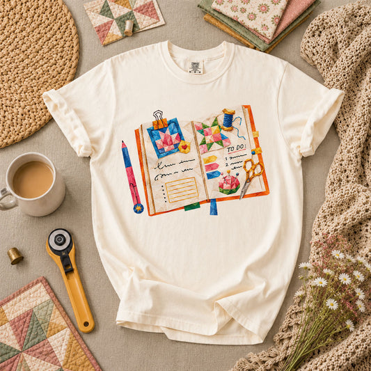 Quilting Book To Do List T-Shirt - Ivory