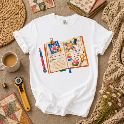 Quilting Book To Do List T-Shirt - White