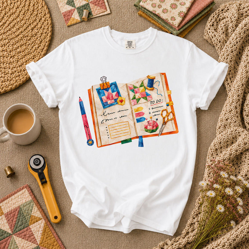 Quilting Book To Do List T-Shirt - White