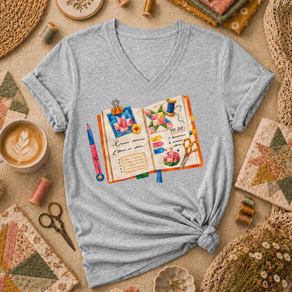 Quilting Book To Do List Women's V-Neck - Sport Grey