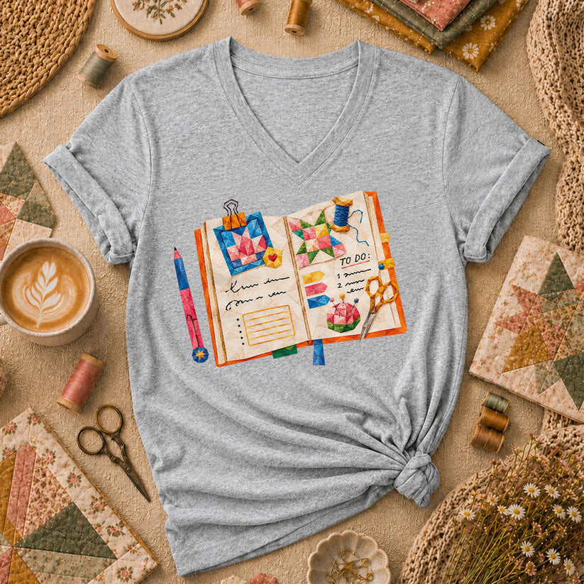 Quilting Book To Do List Women's V-Neck - Sport Grey