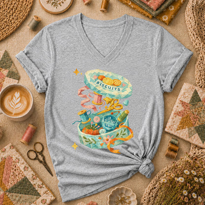 Quilting Box Women's V-Neck - Sport Grey
