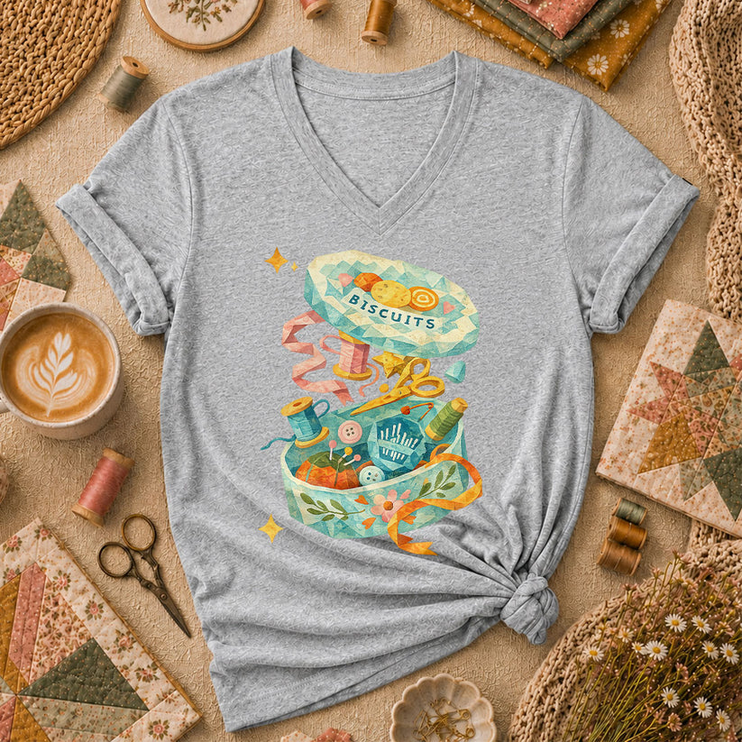 Quilting Box Women's V-Neck - Sport Grey
