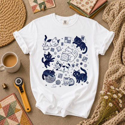 Quilting Cats And Kittens T-Shirt - White