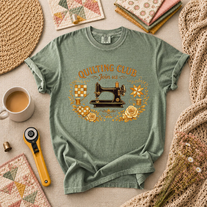Quilting Club Join Us T-Shirt - Forest Green