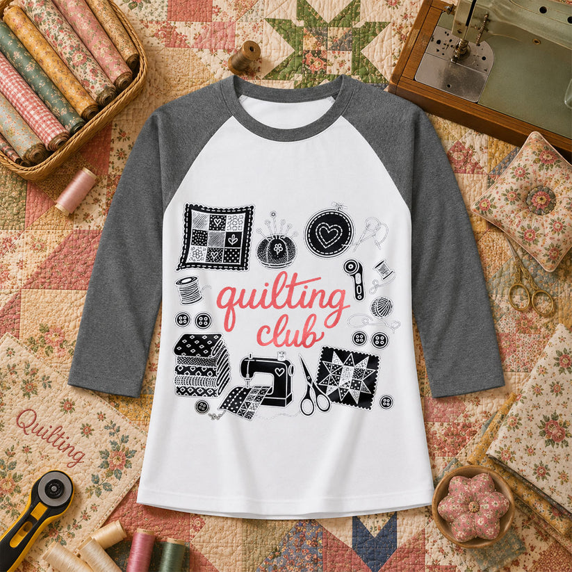 Quilting Club Vintage Raglan Sleeve - Deep Heather