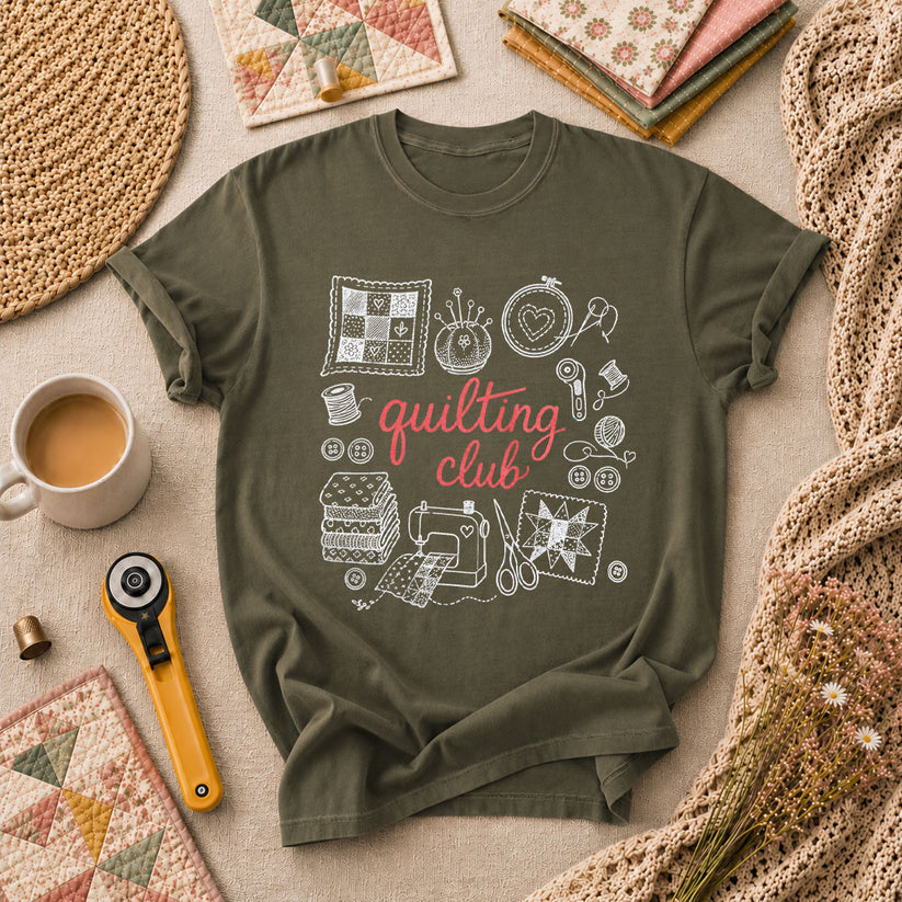 Quilting Club Vintage T-Shirt - Military Green