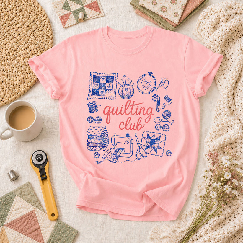 Quilting Club Vintage T-Shirt - Pink