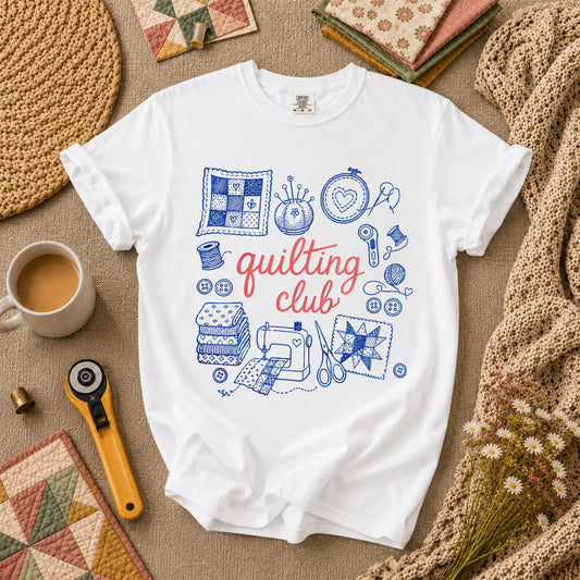 Quilting Club Vintage T-Shirt - White