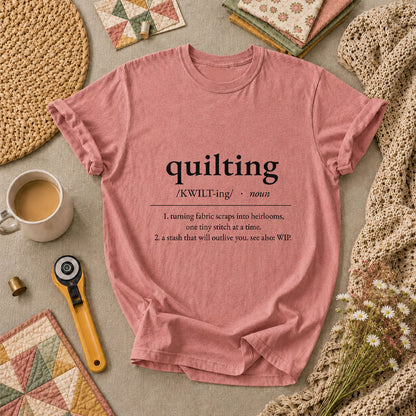 Quilting Definition Typography T-Shirt - Heather Mauve