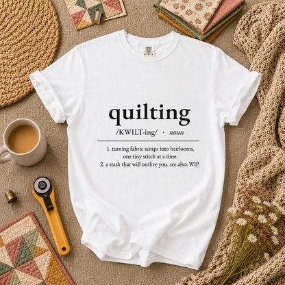 Quilting Definition Typography T-Shirt - White