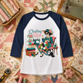 Quilting Diva Vintage Woman Cat Sewing Raglan Sleeve