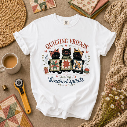 Quilting Friends Are My Kindred Spirits Cats T-Shirt - White