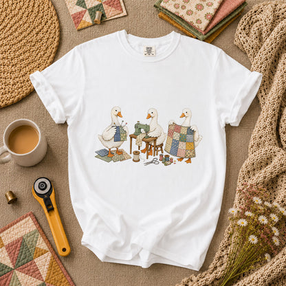 Quilting Geese Trio Vintage T-Shirt - White