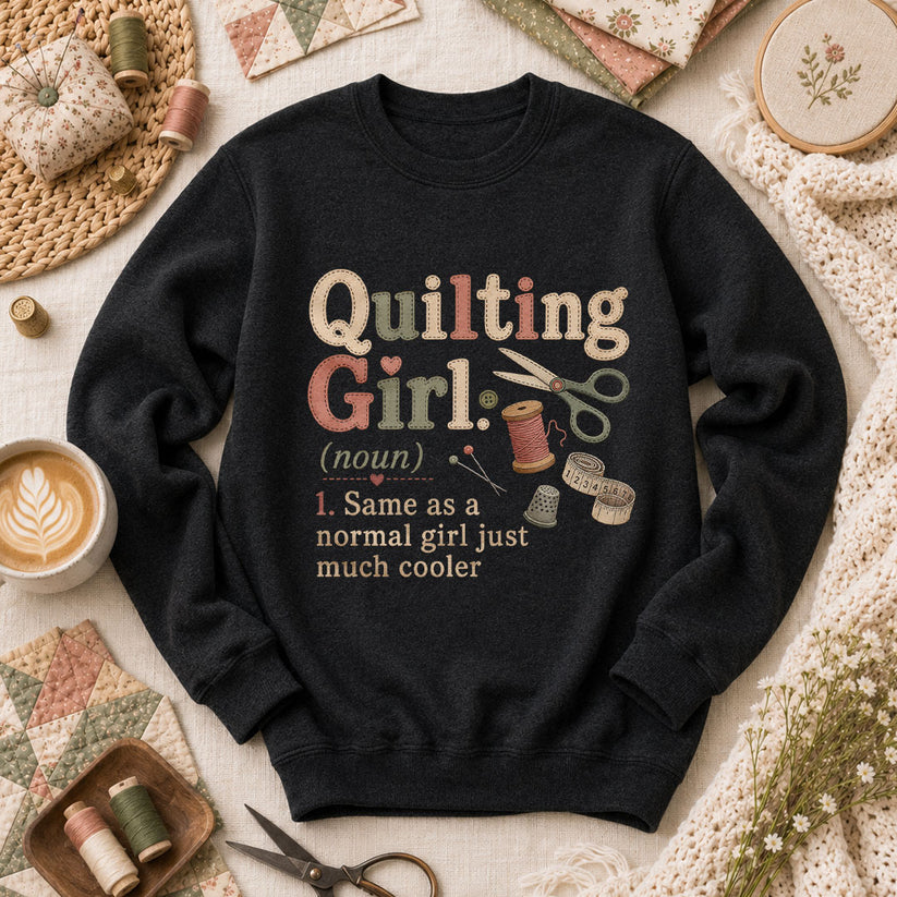 Quilting Girl Definition Long Sleeve - Black