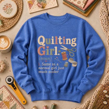 Quilting Girl Definition Long Sleeve - Heather True Royal