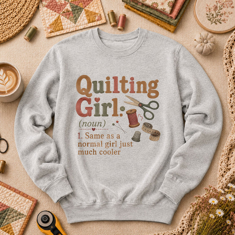 Quilting Girl Definition Long Sleeve - Sport Grey