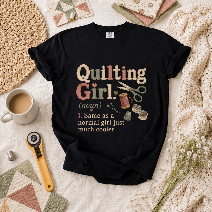 Quilting Girl Definition T-Shirt - Black