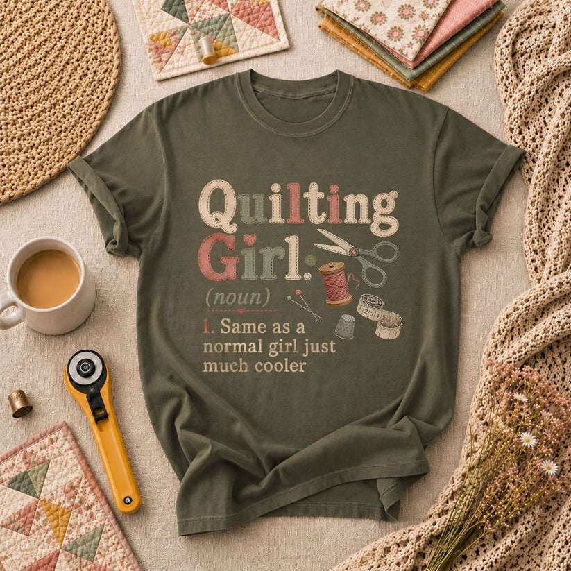 Quilting Girl Definition T-Shirt - Military Green