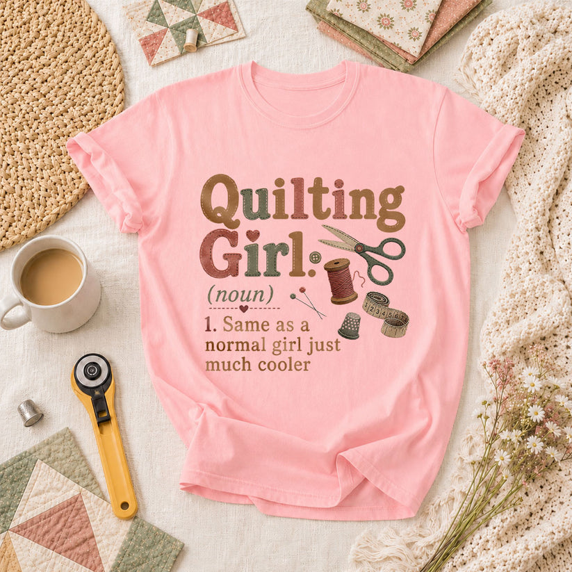 Quilting Girl Definition T-Shirt - Pink
